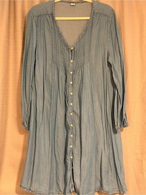 Old Navy 100% Lyocell Chambray Button Front Midi Dress Women’s Large Boho